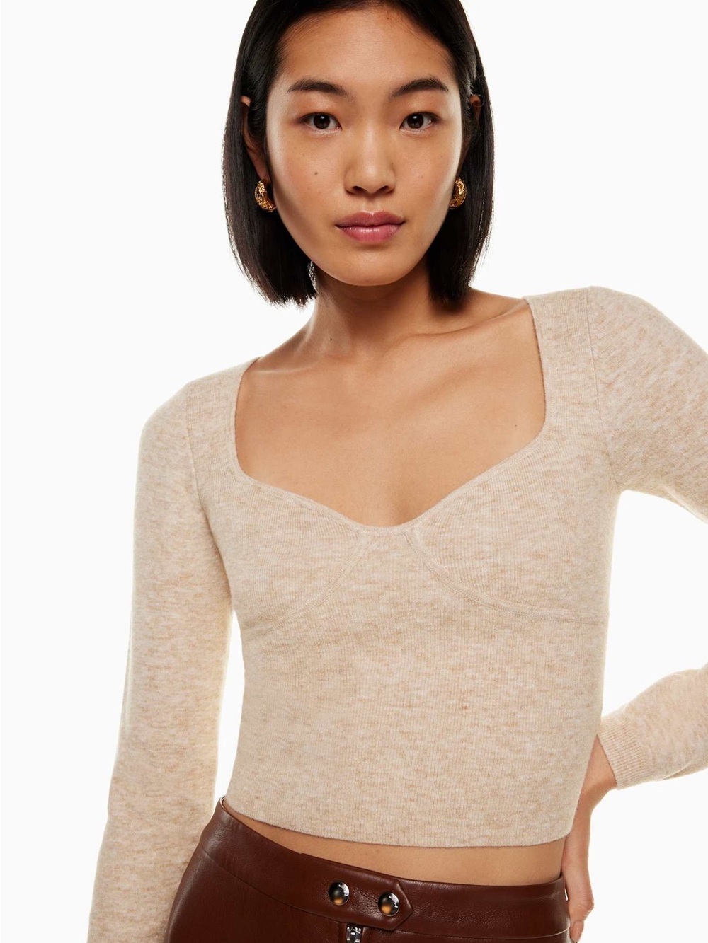 NWT Aritzia Wilfred Greer Sweater Heather Light Oatmeal Size S